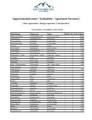 Appartementinventar / Szobaleltár / Apartment Inventory