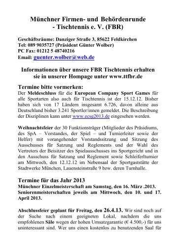 Tischtennis e. V. (FBR) - Münchner Firmen- und Behördenrunde ...