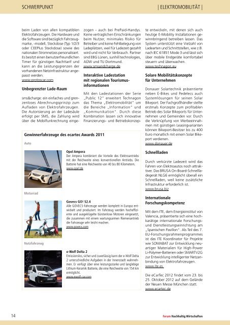 forum Nachhaltig Wirtschaften 01/2012: Elektromobilität