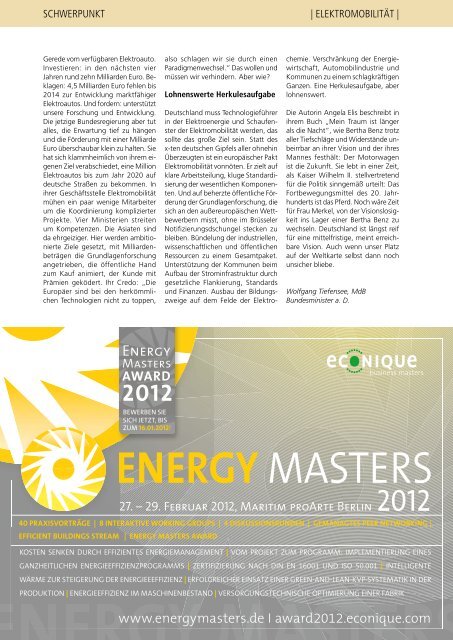 forum Nachhaltig Wirtschaften 01/2012: Elektromobilität