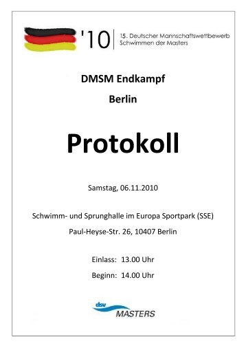 DMSM Endkampf Berlin Protokoll - Deutscher Schwimm-Verband eV