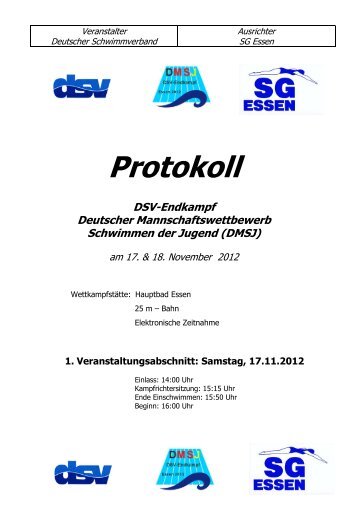 Protokoll - Deutscher Schwimm-Verband eV