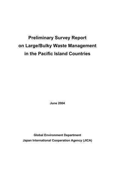 Preliminary Survey Report on Large/Bulky Waste ... - SPREP