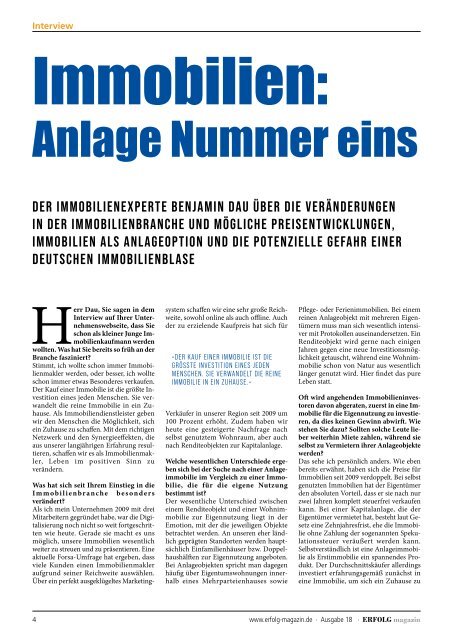 ERFOLG Magazin Dossier 18: Benjamin Dau