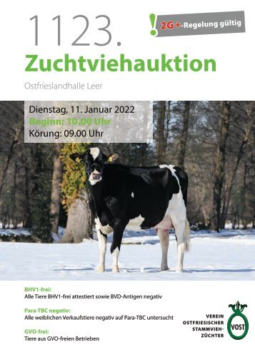 Auktionskatalog 1123. VOST Zuchtrinderaukion