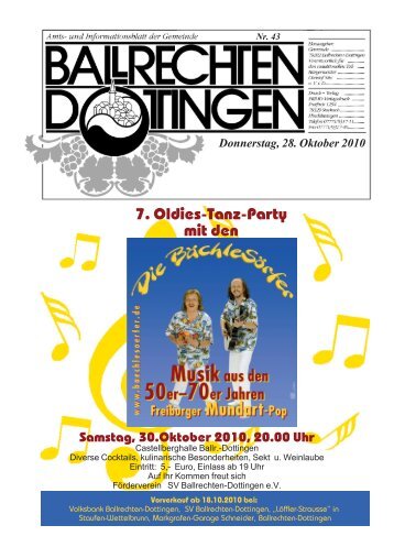 7. Oldies-Tanz-Party mit den - Ballrechten-Dottingen