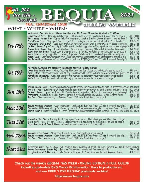 Bequia this Week - 17th December - 23rd December 2021