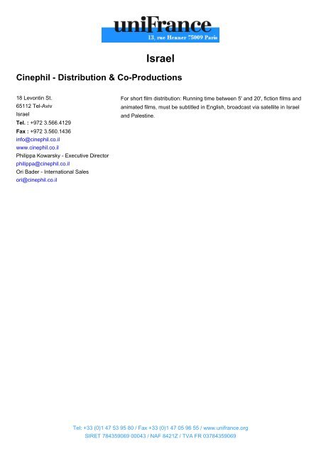 Catalogue of international short film distributors/broadcasters