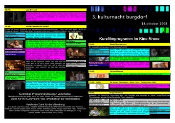 Kurzfilmprogramm im Kino Krone - Seniorweb.ch