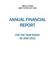 FY21 Allevia Annual Financial Report