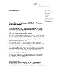 Wechsel an der Spitze der SIS Swiss Financial Services Group AG