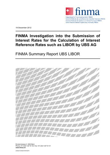 FINMA Investigation into the Submission of Interest Rates for the ...