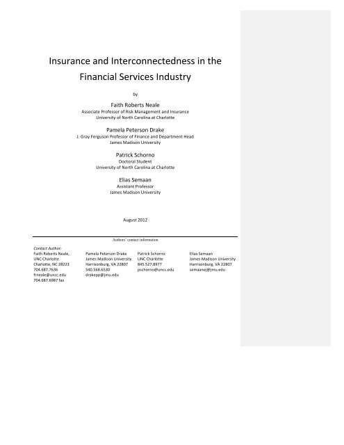 Insurance and Interconnectedness in the Financial Services Industry