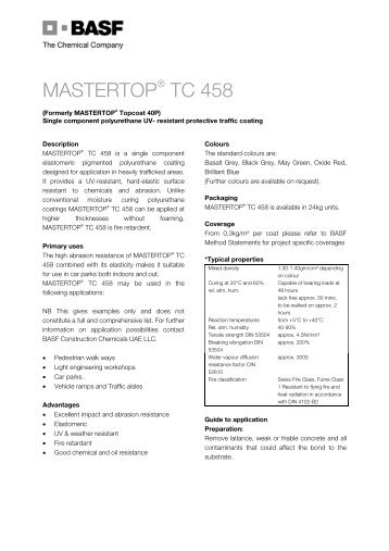Datasheet - Mastertop TC 458 - BASF Construction Chemicals