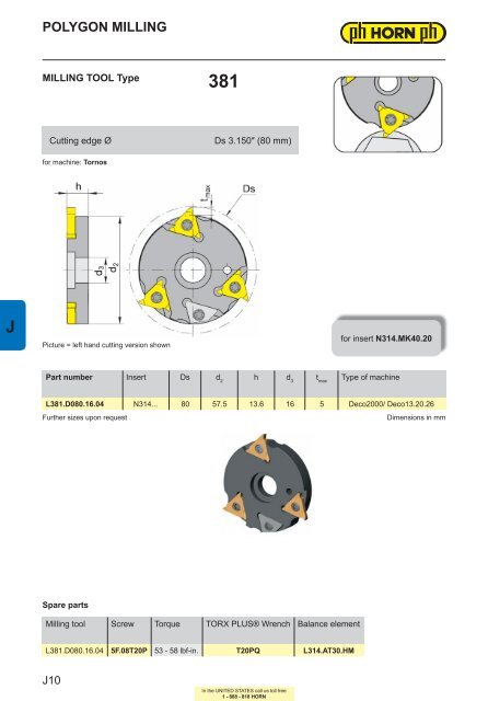 POLYGON MILLLING Polygon Milling Cutter - Horn USA, Inc.