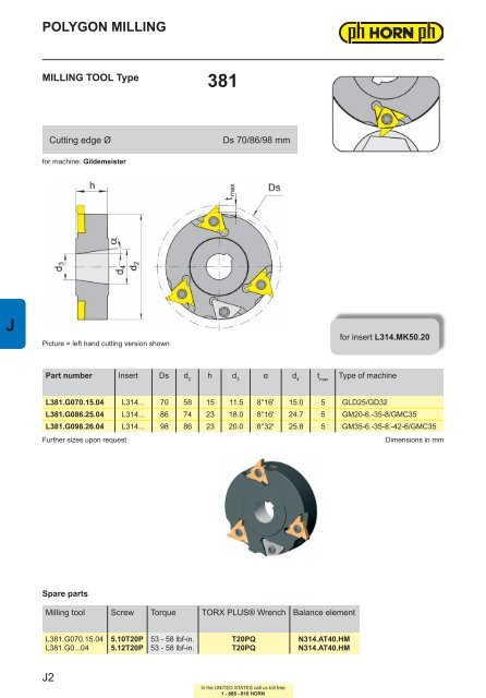 POLYGON MILLLING Polygon Milling Cutter - Horn USA, Inc.