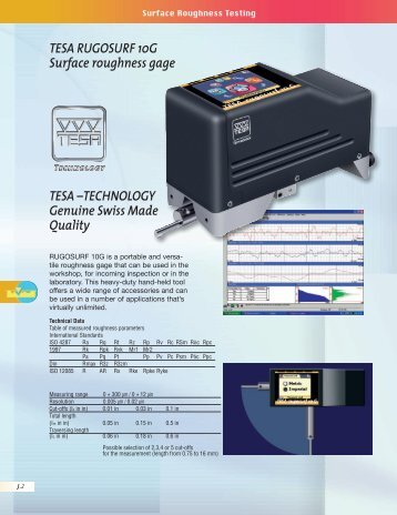 TESA RUGOSURF 10G Surface roughness gage TESA - Swiss ...