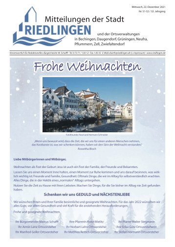Amtliches Mitteilungsblatt Riedlingen 22.12.2021