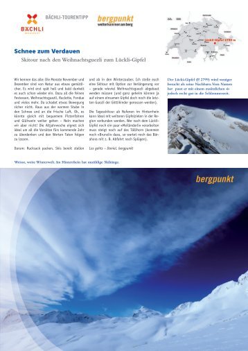 Tourentipp 12.2021 – Skitour zum Lückli-Gipfel