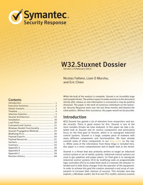 W32.Stuxnet Dossier - Symantec