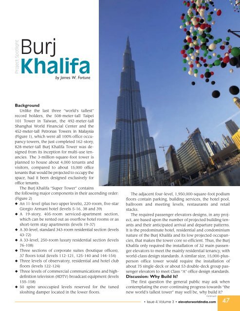 Cover:Serum Institute Burj Khalifa - Elevator World India