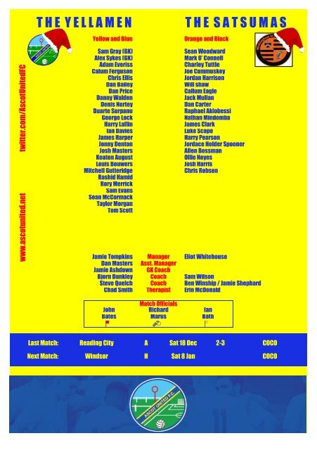 Ascot v Wokingham and Emmbrook 271221