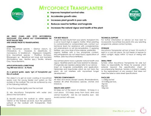 Symbio MycoForce Transplanter Datasheet