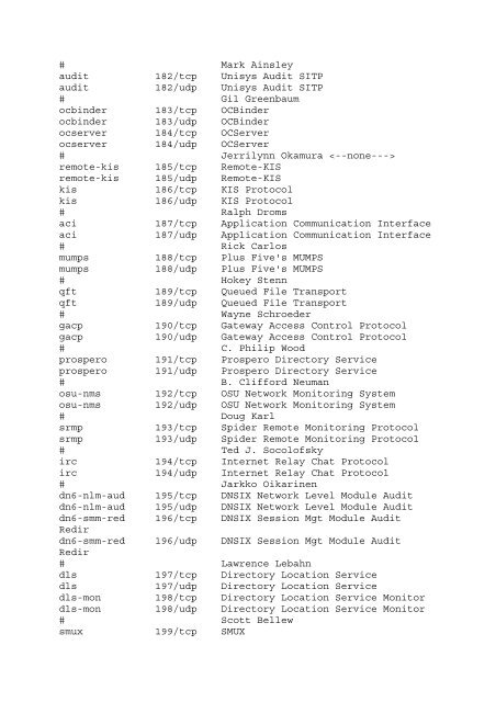 port list / port lista - Webnode