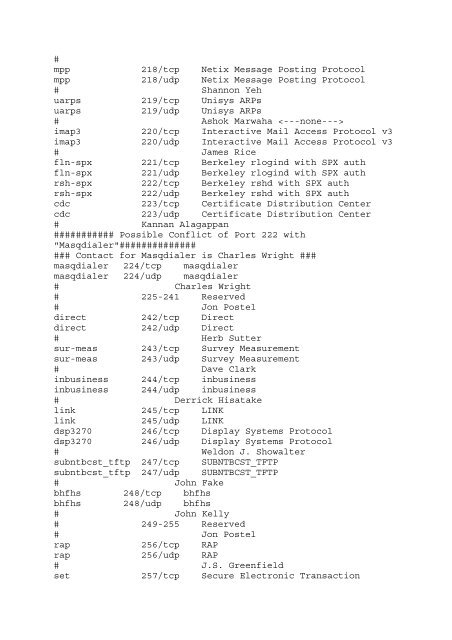 port list / port lista - Webnode