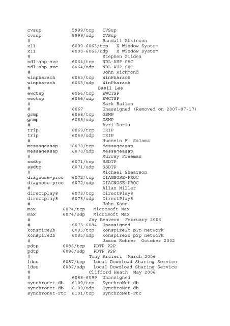 port list / port lista - Webnode