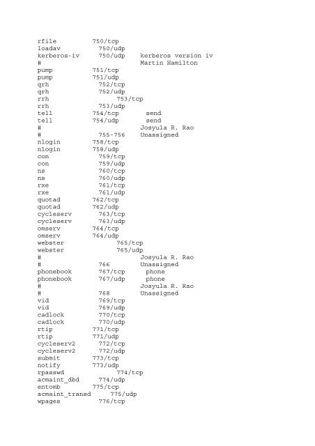 port list / port lista - Webnode