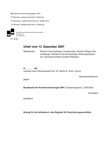 Urteil vom 13. Dezember 2007 - Finma