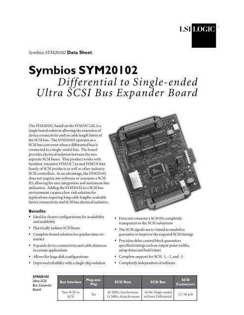 Bus 20102 Symbios SYM20102 Differential to Single-ended Ultra SCSI Bus ...
