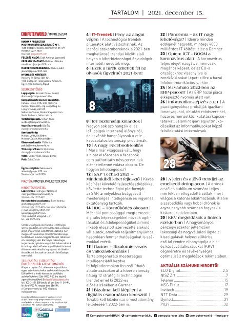 Computerworld magazin 2021.12.15. LII. évfolyam 24. szám