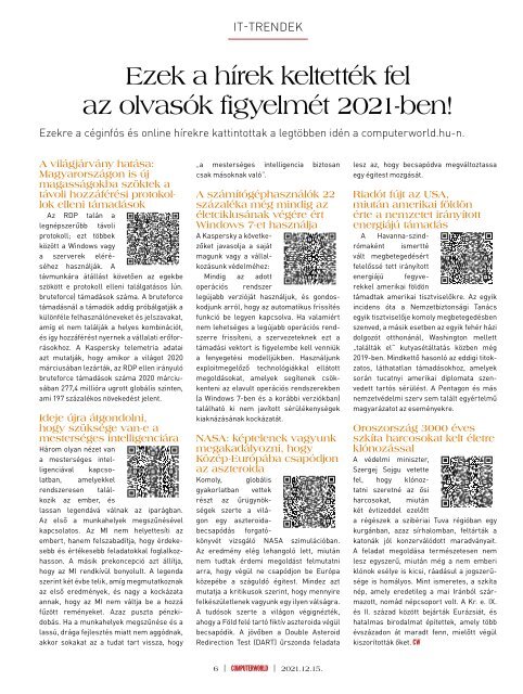 Computerworld magazin 2021.12.15. LII. évfolyam 24. szám