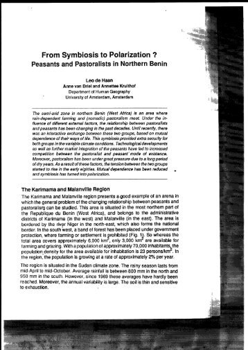 From Symbiosis to Polarization ? Peasants and Pastoralists ... - RePub