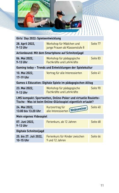 VERANSTALTUNGSPROGRAMM DES MKZ DER LMS 22/1