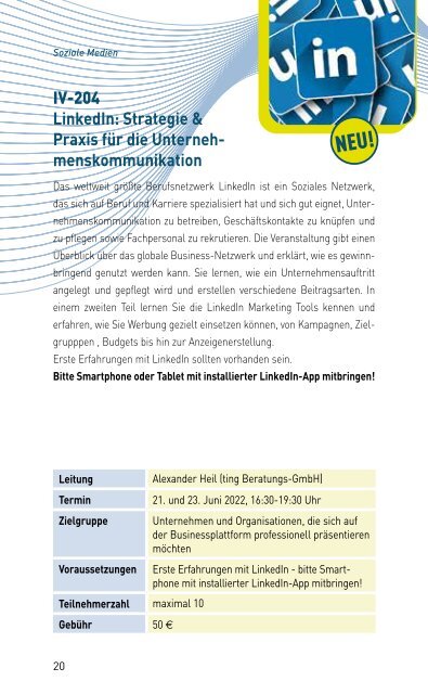 VERANSTALTUNGSPROGRAMM DES MKZ DER LMS 22/1