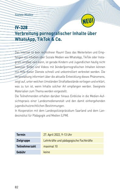 VERANSTALTUNGSPROGRAMM DES MKZ DER LMS 22/1