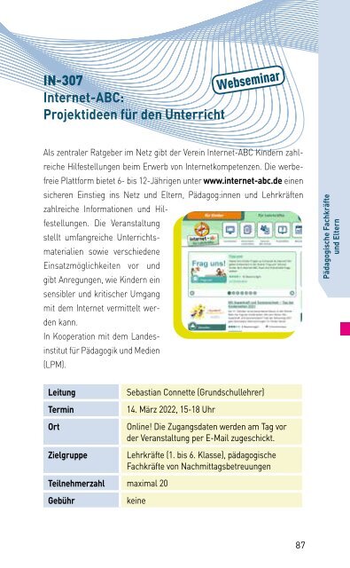 VERANSTALTUNGSPROGRAMM DES MKZ DER LMS 22/1