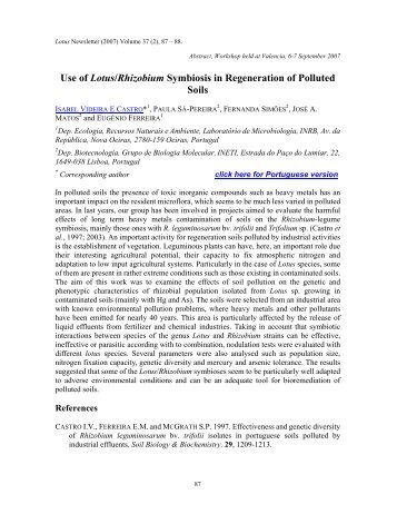 Use of Lotus/Rhizobium Symbiosis in Regeneration of Polluted ... - Inia