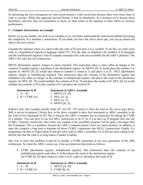 RISC vs. CISC