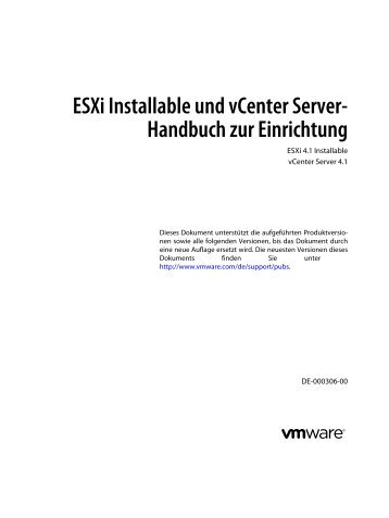 ESXi Installable und vCenter Server-Handbuch zur ... - VMware