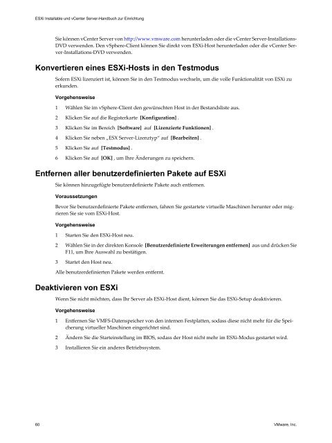 ESXi Installable und vCenter Server-Handbuch zur ... - VMware