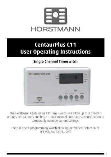 CentaurPlus C11 User Operating Instructions - Horstmann