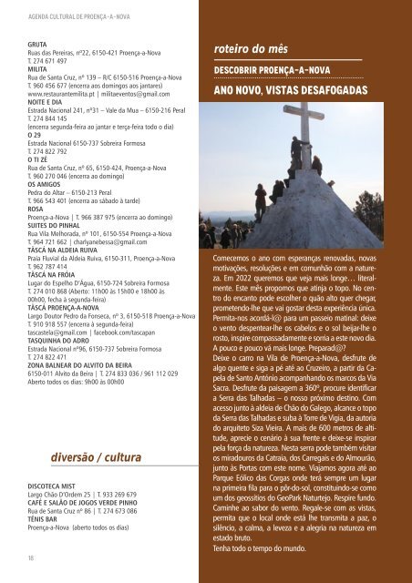 Agenda Cultural de Proença-a-Nova - Janeiro 2022