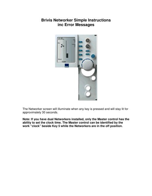 Brivis Networker Simple Instructions inc Error Messages - Climat