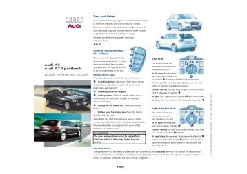 Audi A3 Audi A3 Sportback Quick reference guide