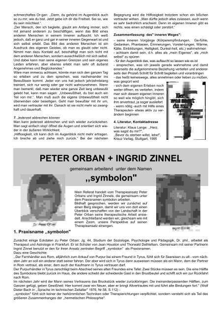 PETER ORBAN + INGRID ZINNEL ,,symbolon" - alternative Heilkunde
