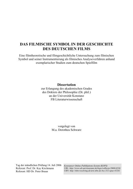 Das filmische Symbol in der Geschichte des deutschen Films : eine ...